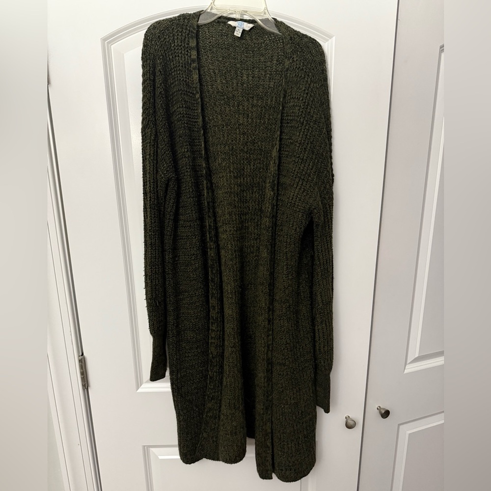 Time and Tru Olive Green Cardigan